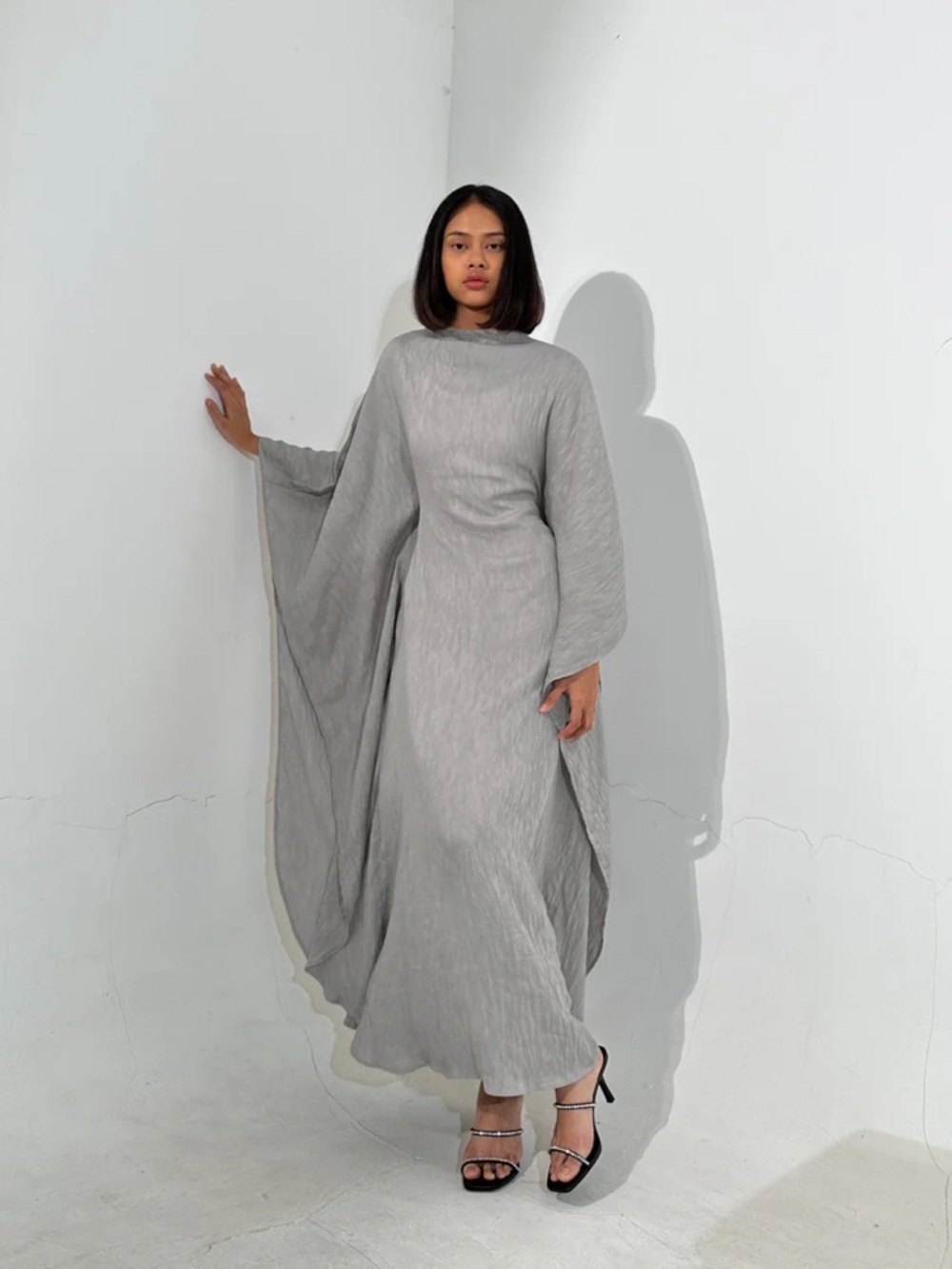 Gray Kaftan Dress - Butterfly Abaya